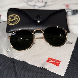 Ray-Ban Gold Frame Sunglasses with Dark Lenses